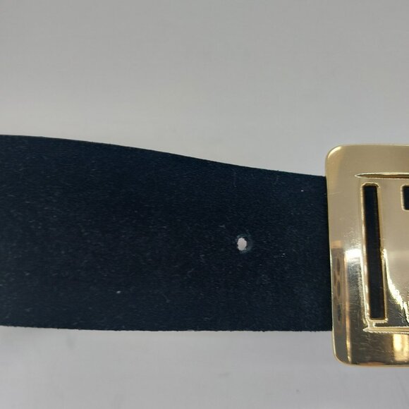 Halston Heritage Wide Black Leather/Suede Belt - Picture 6 of 12